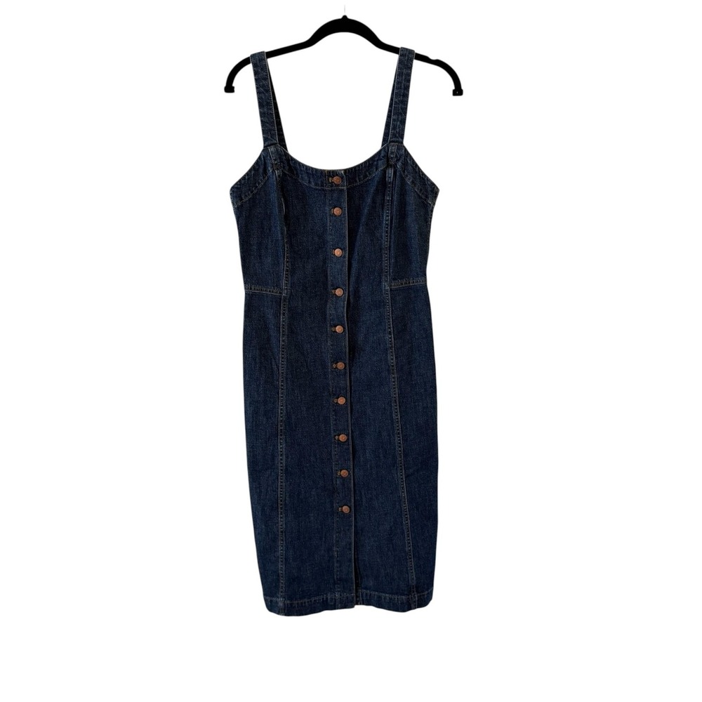 Madewell Denim Button Front Tank Dress Jumper 4 Midi Preppy Academia Classic